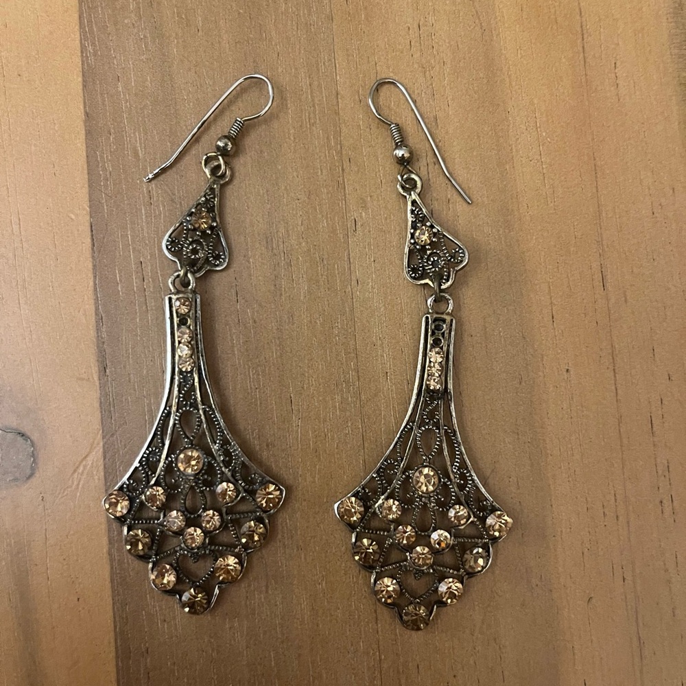 Silver chandelier Dangle Earrings